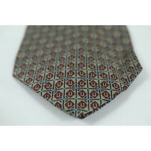 Giorgio‎ Armani Mens Silk Tie Multi Color Green Navy Blue Geometric Fall